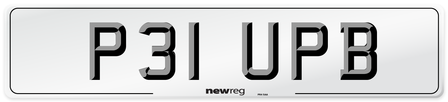 P31 UPB Number Plate from New Reg